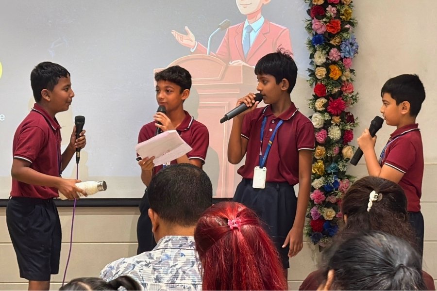 Student presenting